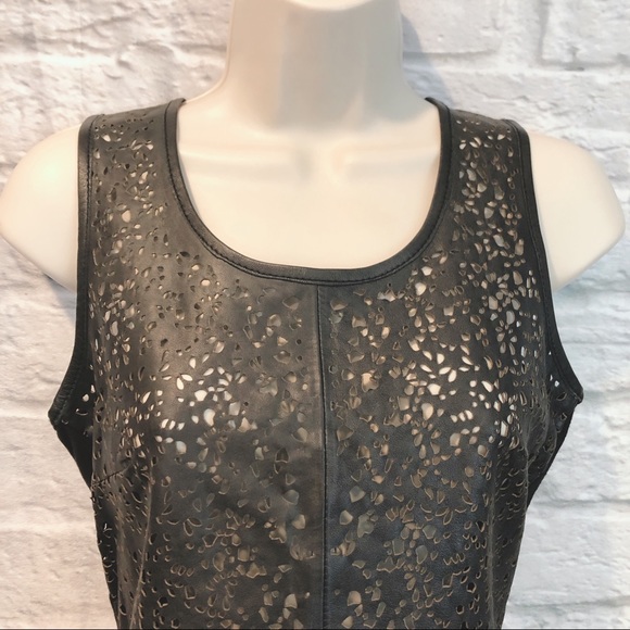 Bagatelle Black Leather Laser Cutout Tank Top XS - Picture 9 of 13